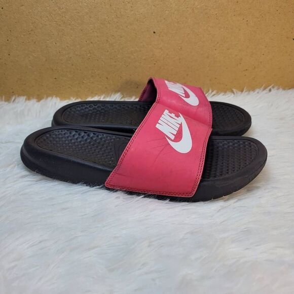 Nike Unisex Benassi Red, White and Black Slides- Size 5Y - Picture 4 of 9
